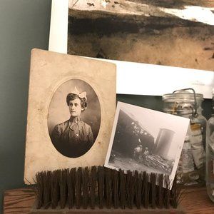 Antique steel brush- Use as picture holder!!